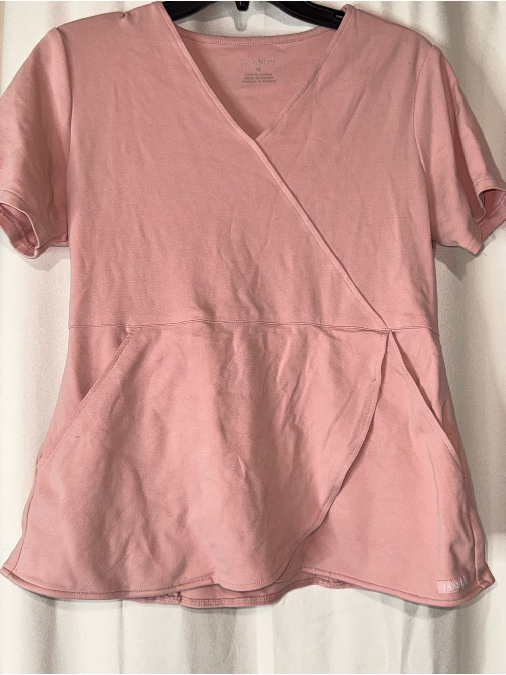 Jaanuu rose Pink Wrap-Front Women’s uniform scrub Top